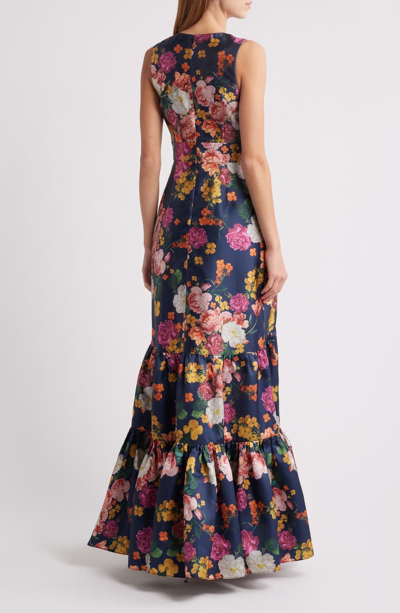 Sachin & Babi Rori Floral Sleeveless Mikado Gown, Alternate, color, Midniight Magic Blooms