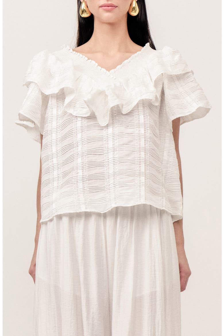 Aurora Ruffle Off the Shoulder Top, Main, color, WHITE