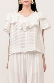 MAUDE CLUB Aurora Ruffle Off the Shoulder Top
