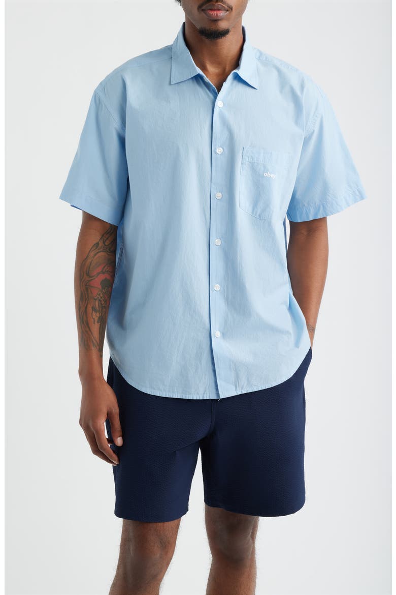Bigwig Jamie Stripe Short Sleeve Button-Up Shirt, Main, color, SKY BLUE MULTI