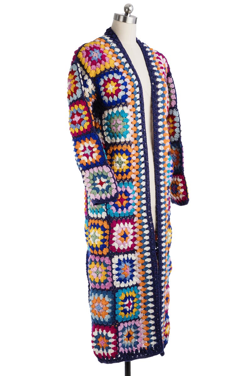 SAACHI Crochet Wool Cardigan, Alternate, color, Navy