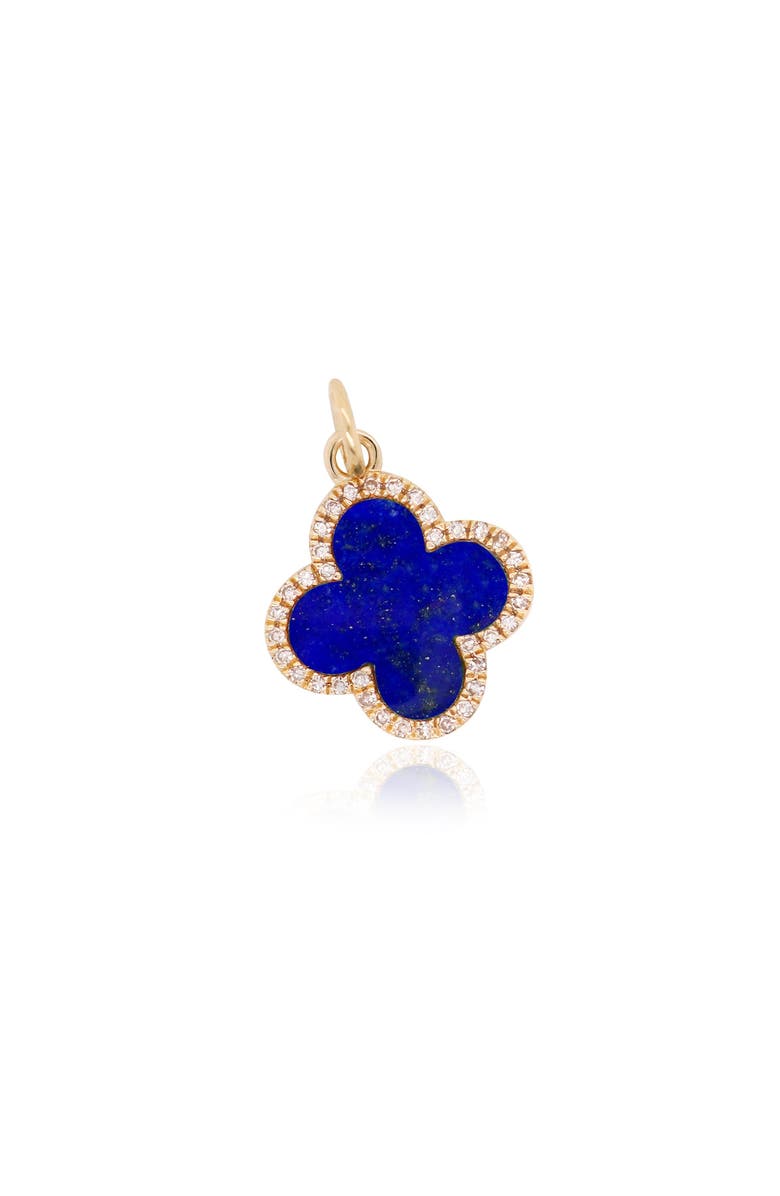 The Lovery Fine Jewelry Lapis Diamond Clover Charm, Main, color, Lapis