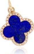 The Lovery Fine Jewelry Lapis Diamond Clover Charm