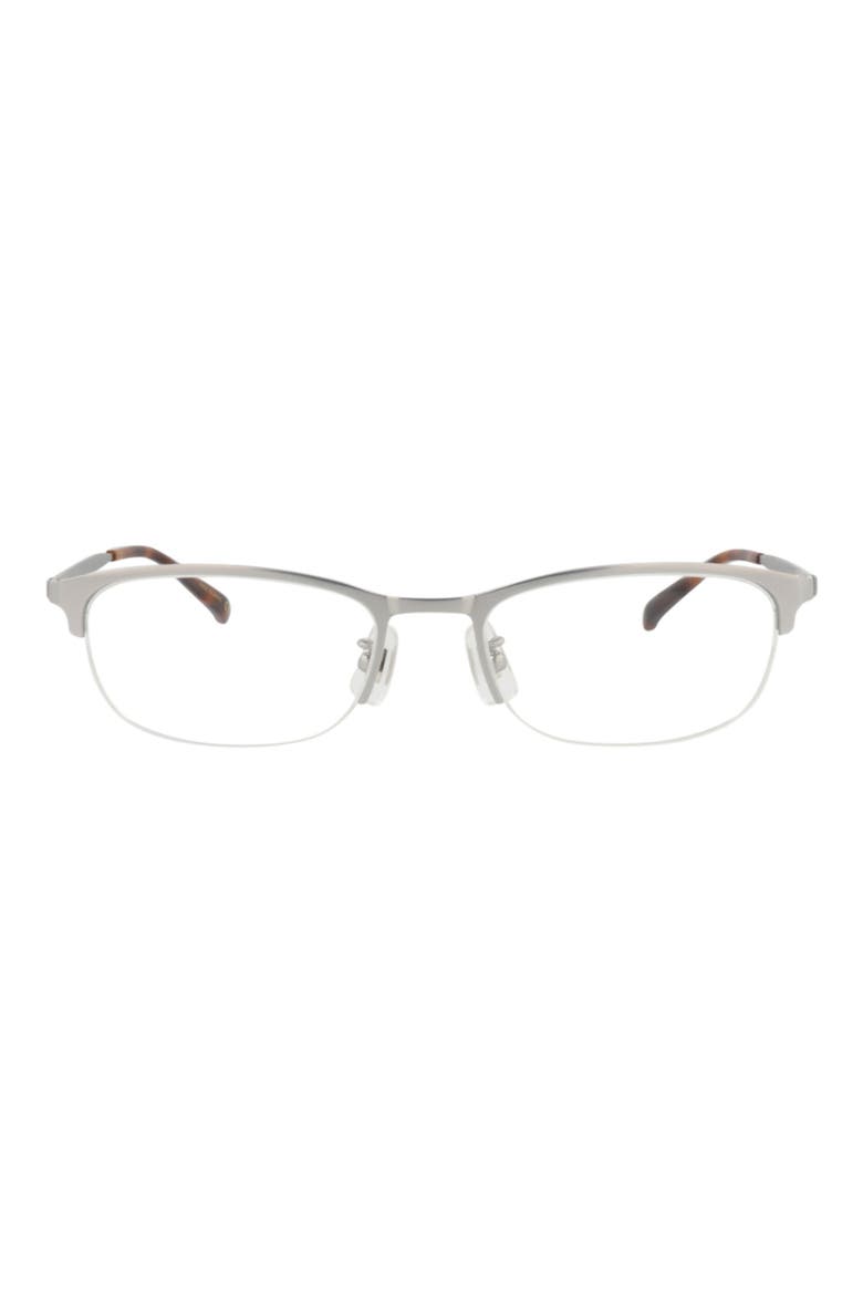 52mm Half Rim Rectangular Optical Glasses, Main, color, SILVER TRANSPARENT