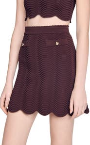SANDRO Short fancy knit skirt