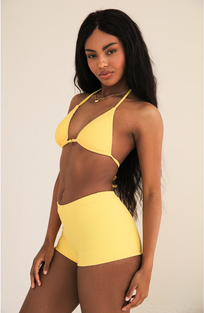 Dippin Daisys Farrah Elastic Waist Booty Short, Alternate, color, Sunshine Waffle