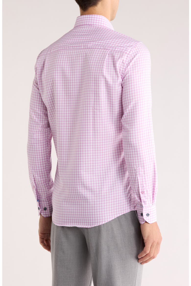Slim Fit Gingham Dress Shirt, Alternate, color, PURPLE