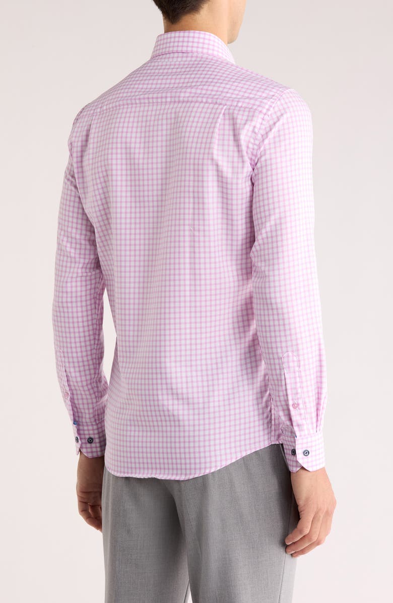 Duchamp Slim Fit Gingham Dress Shirt, Alternate, color, Purple