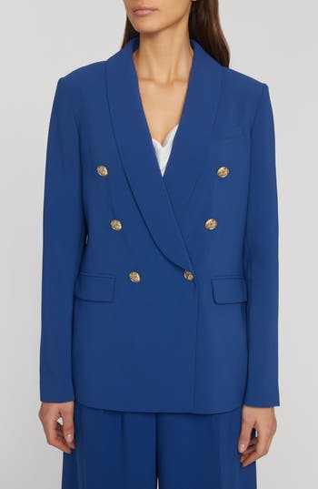 Shop Elie Tahari The Rita Double Breasted Blazer In Twilight