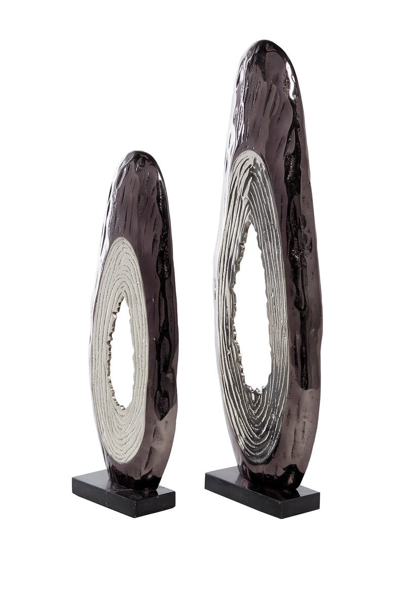 WILLOW ROW Tall Abstract Pewter Metal Tree Trunk Sculptures on Marble ...