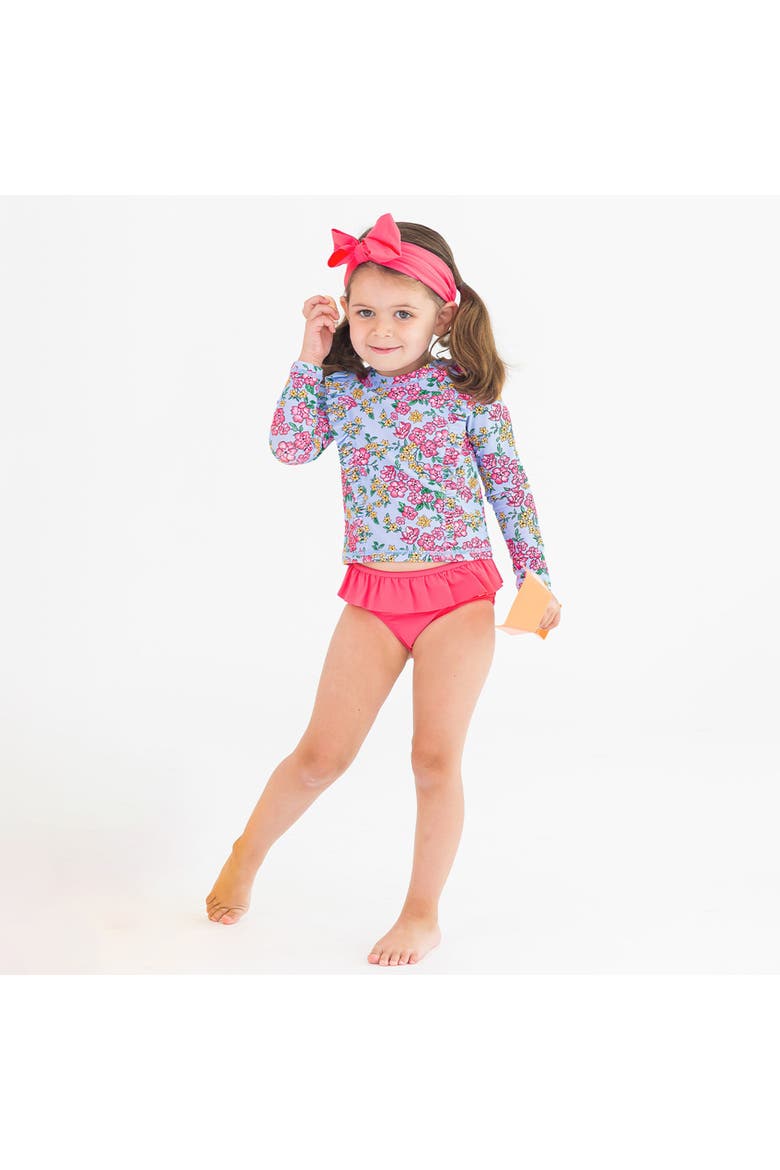 Baby Girls Princess Seam Ruffle Rash Guard 2-Piece, Alternate, color, Cheerful Blossoms
