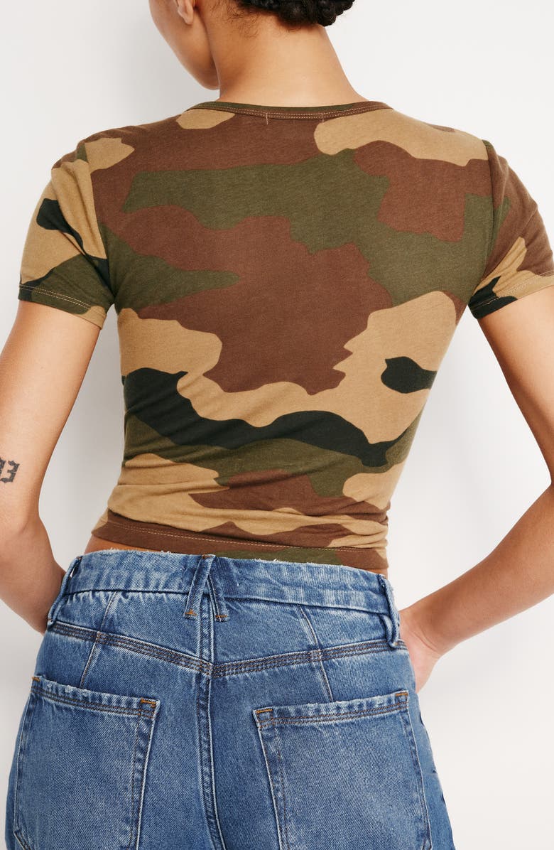 Good American Featherweight Cotton Slim Fit T-Shirt, Alternate, color, Fatigue Green Camo01