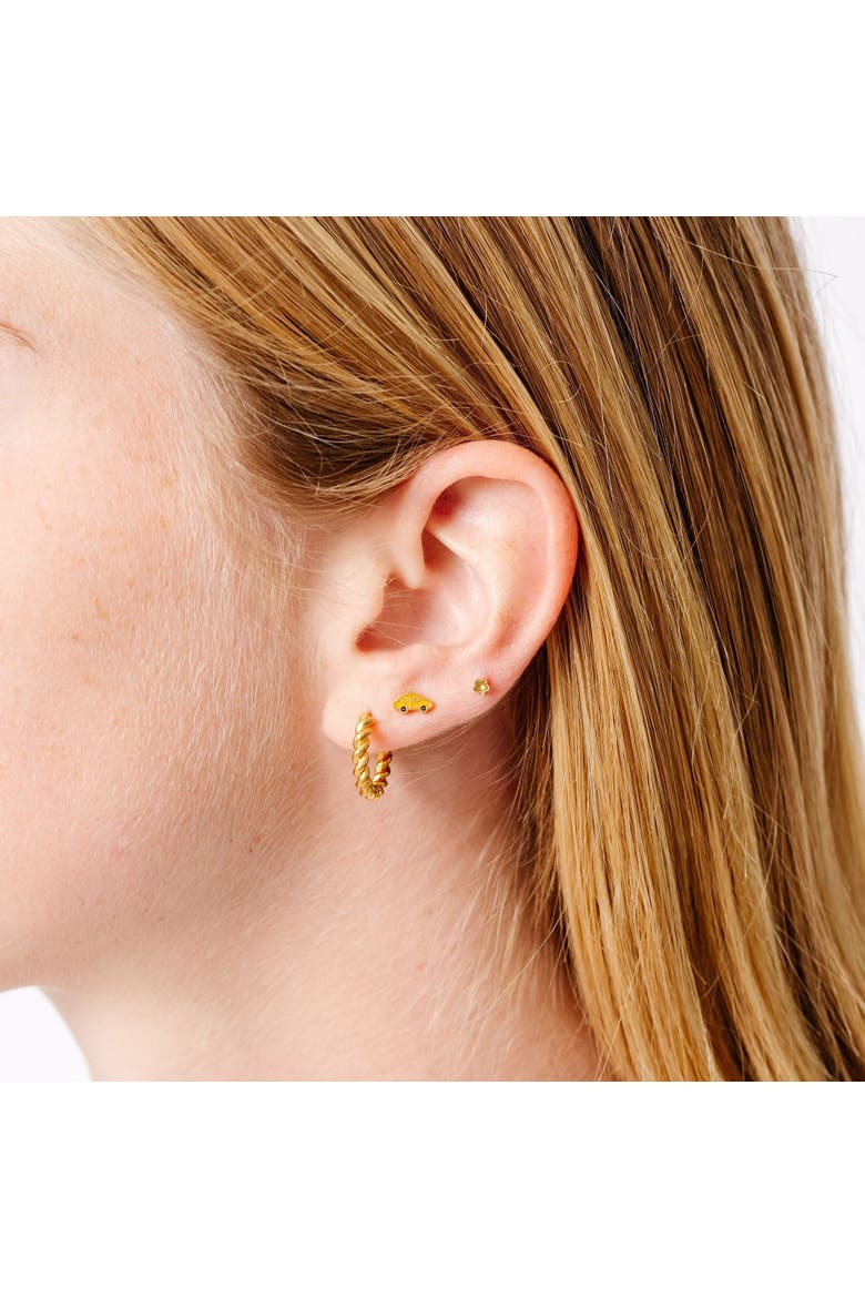 Girls' Taxi Flatback Stud Hypoallergenic Earrings, Alternate, color, Yellow