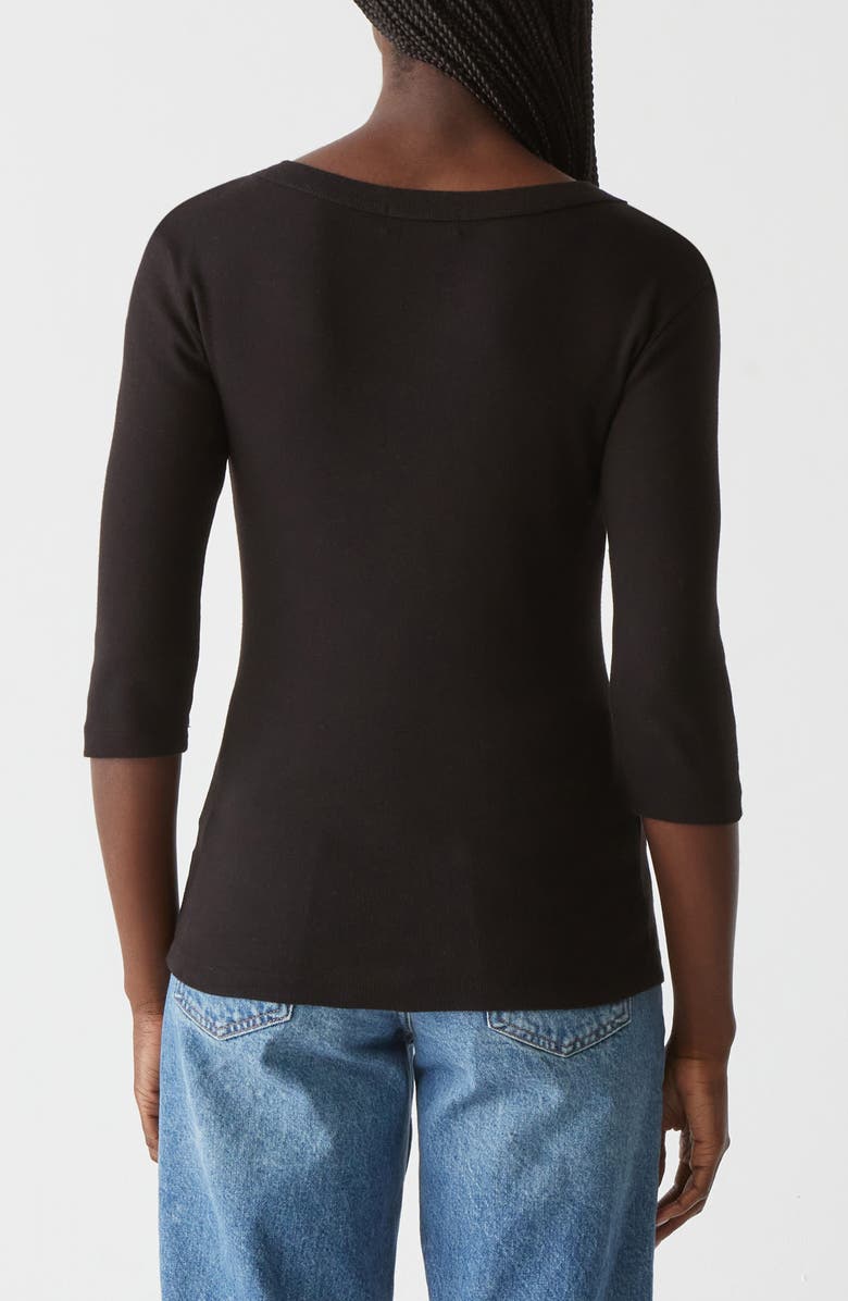 Michael Stars Dot Basic Three-Quarter Sleeve Crewneck T-Shirt, Alternate, color, Black