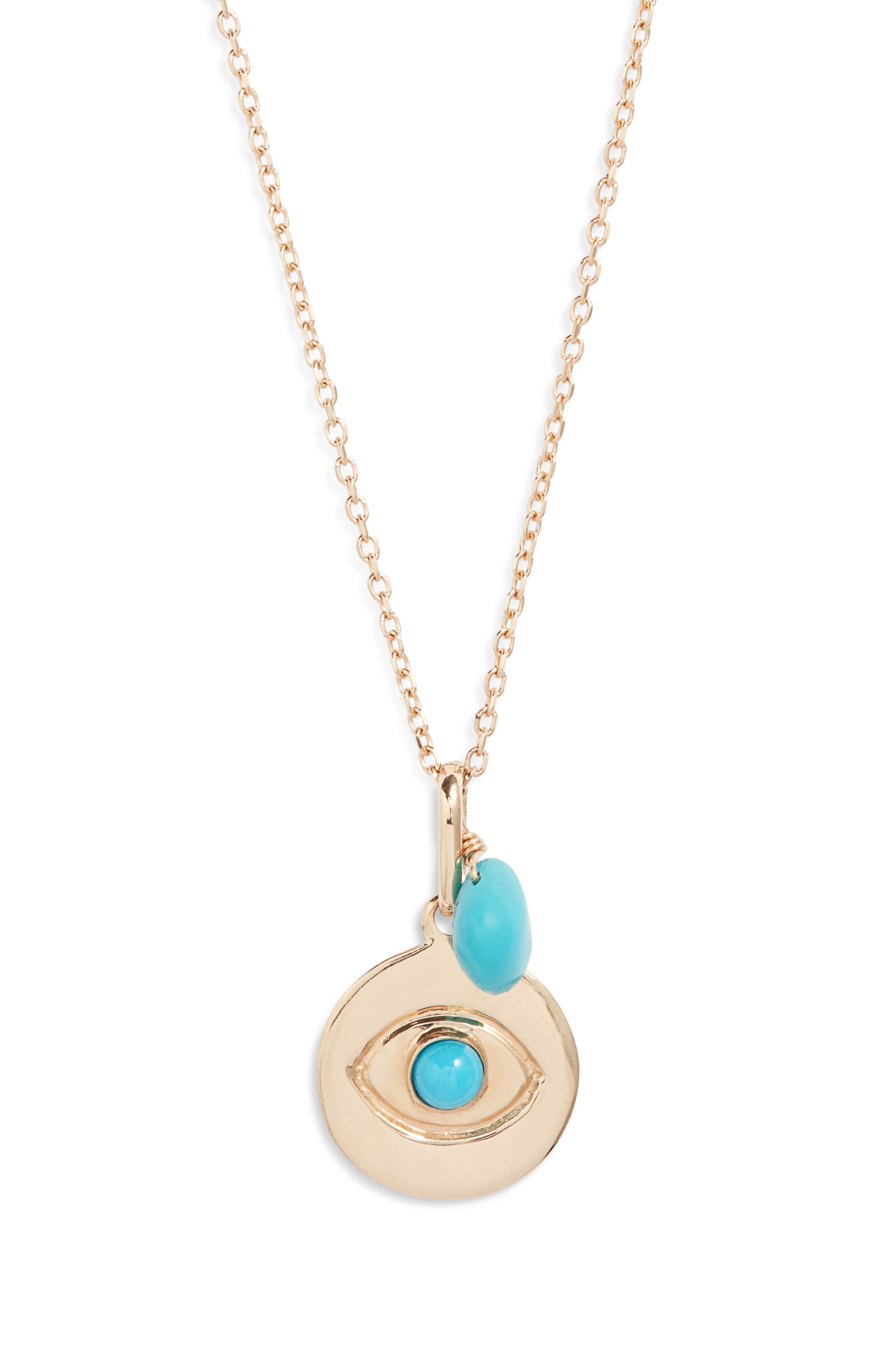 Anzie Evil Eye Pendant Necklace in 14K Yellow Gold 