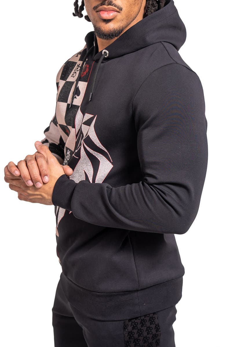 Maceoo Lionchess Embellished Graphic Hoodie, Alternate, color, Black