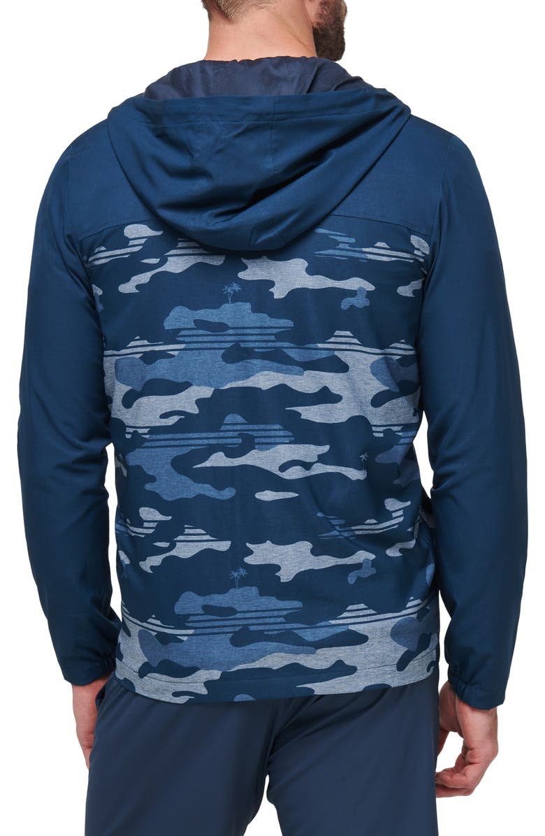 TravisMathew Camo Zip Hoodie, Alternate, color, Blue Nights