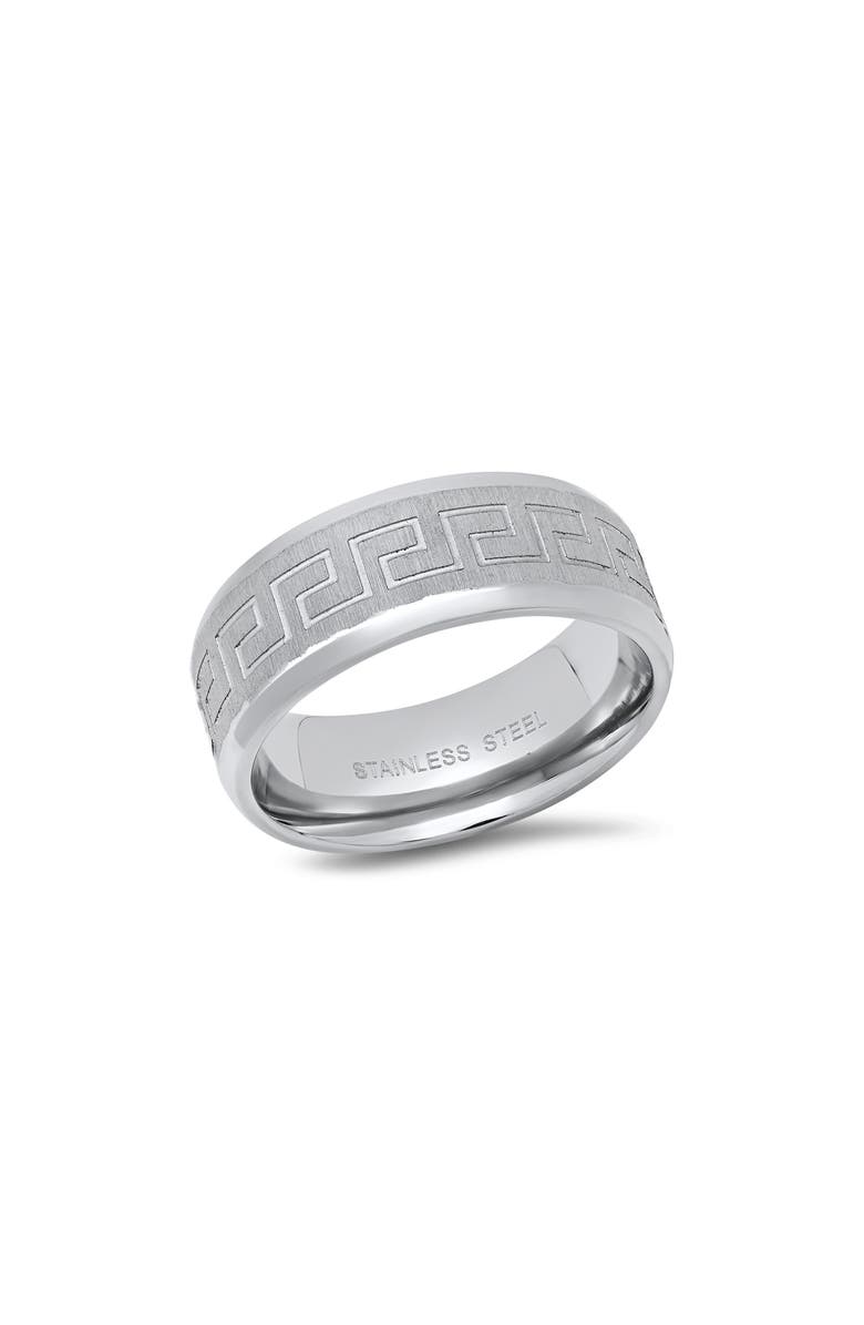 HMY JEWELRY Men's Greek Key Brushed Band Ring, Main, color,