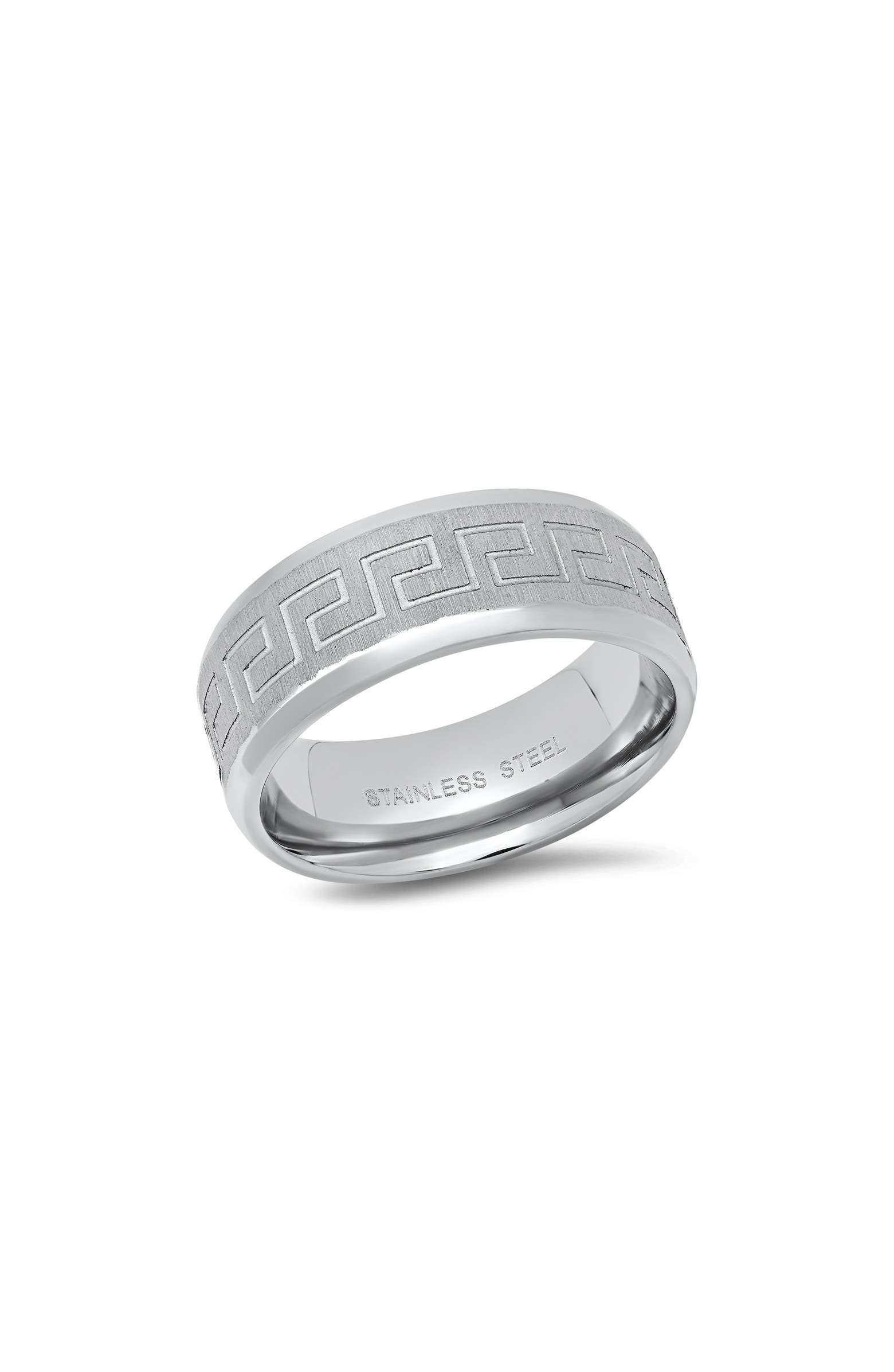 HMY JEWELRY Men's Greek Key Brushed Band Ring | Nordstromrack
