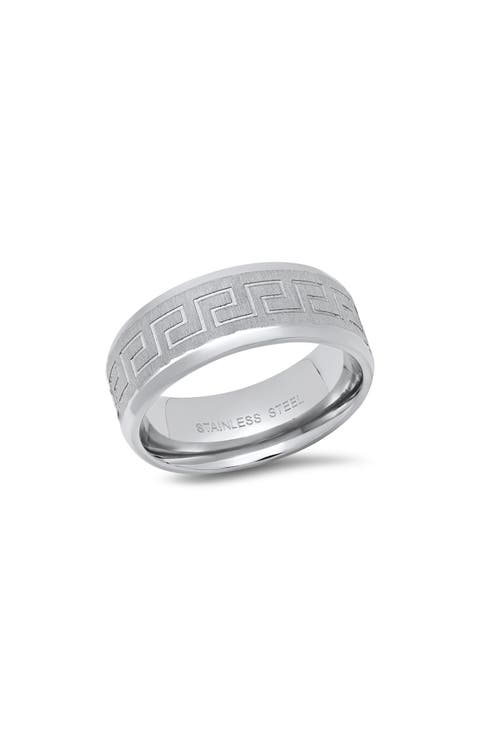 Men's Greek Key Brushed Band Ring