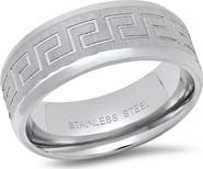 HMY JEWELRY Men's Greek Key Brushed Band Ring