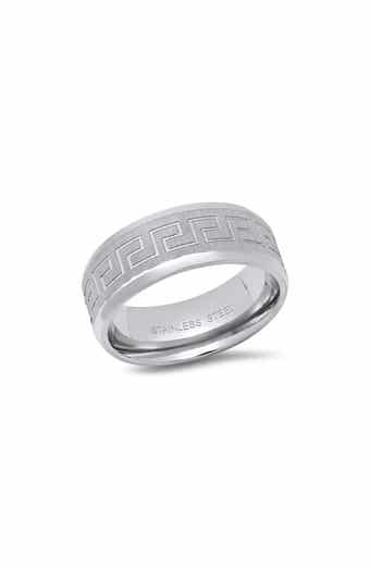 HMY JEWELRY Men's Greek Key Brushed Band Ring