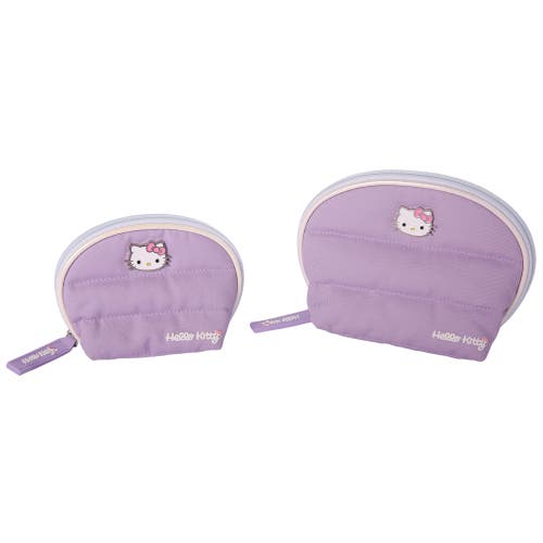 Hello Kitty Large And Small Dome Cosmetic Travel Bag In Purple