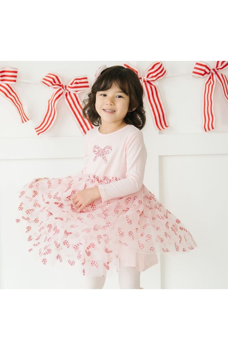 Sweet Wink Candy Cane Confetti Christmas Long Sleeve Tutu Dress, Alternate, color, Pink