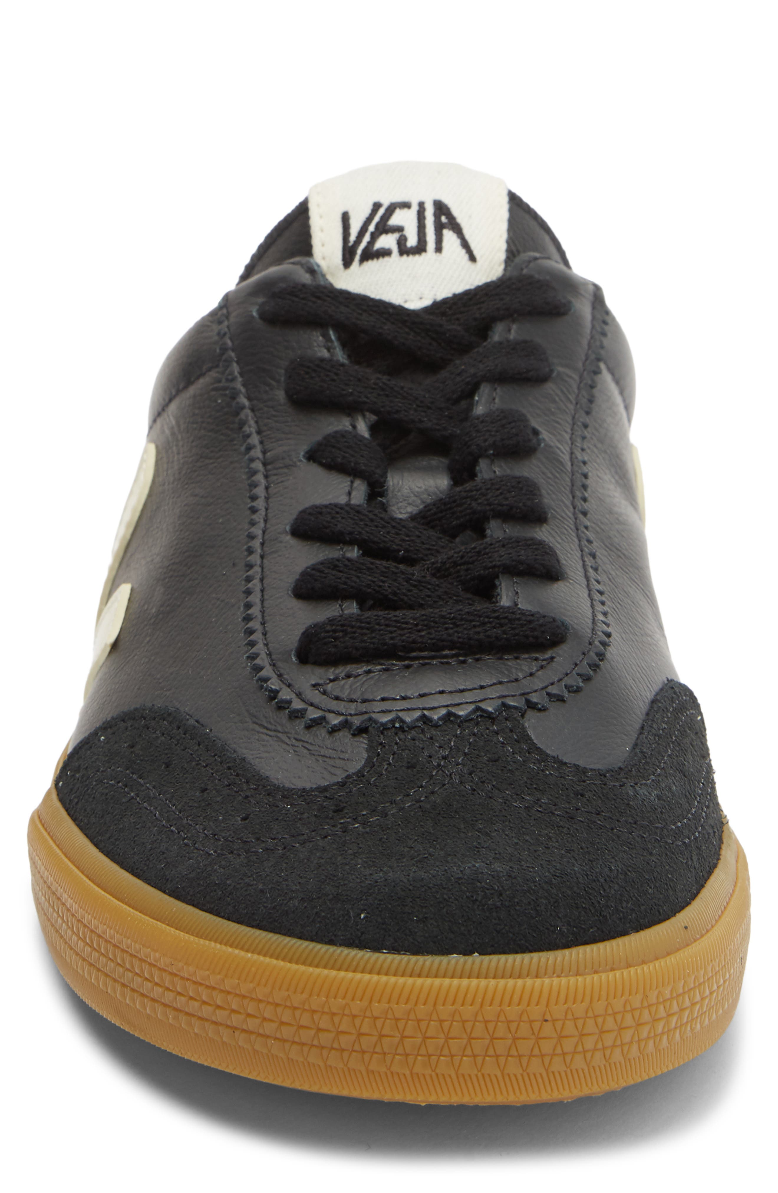 Volley Leather Sneaker, Alternate, color, BLACK PIERRE