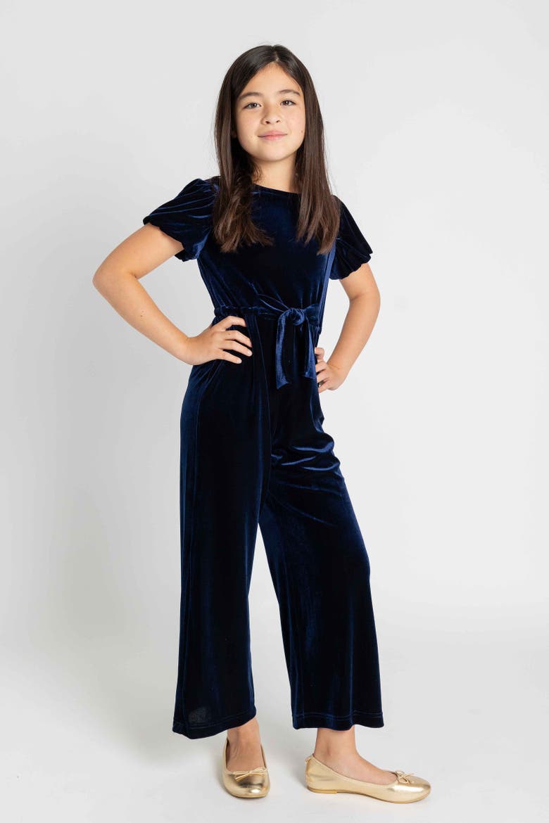 Velvet Jumpsuit, Alternate, color, Navy Velvet