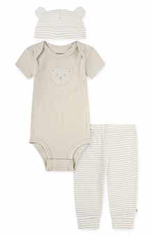 Organic Cotton Bodysuit, Leggings & Bear Hat Set
