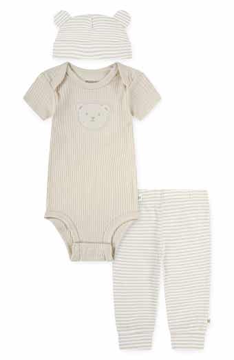Organic Cotton Bodysuit, Leggings & Bear Hat Set