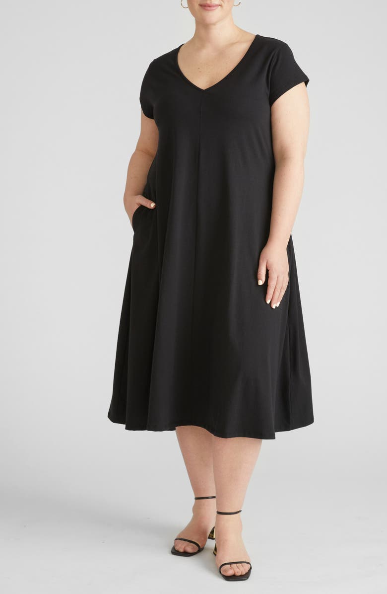 Universal Standard Danna Jersey Midi Dress, Main, color, Black