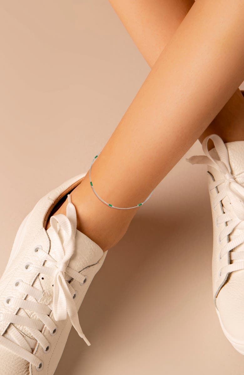 GLAZE JEWELRY Cubic Zirconia Baguette Anklet, Alternate, color, Silver