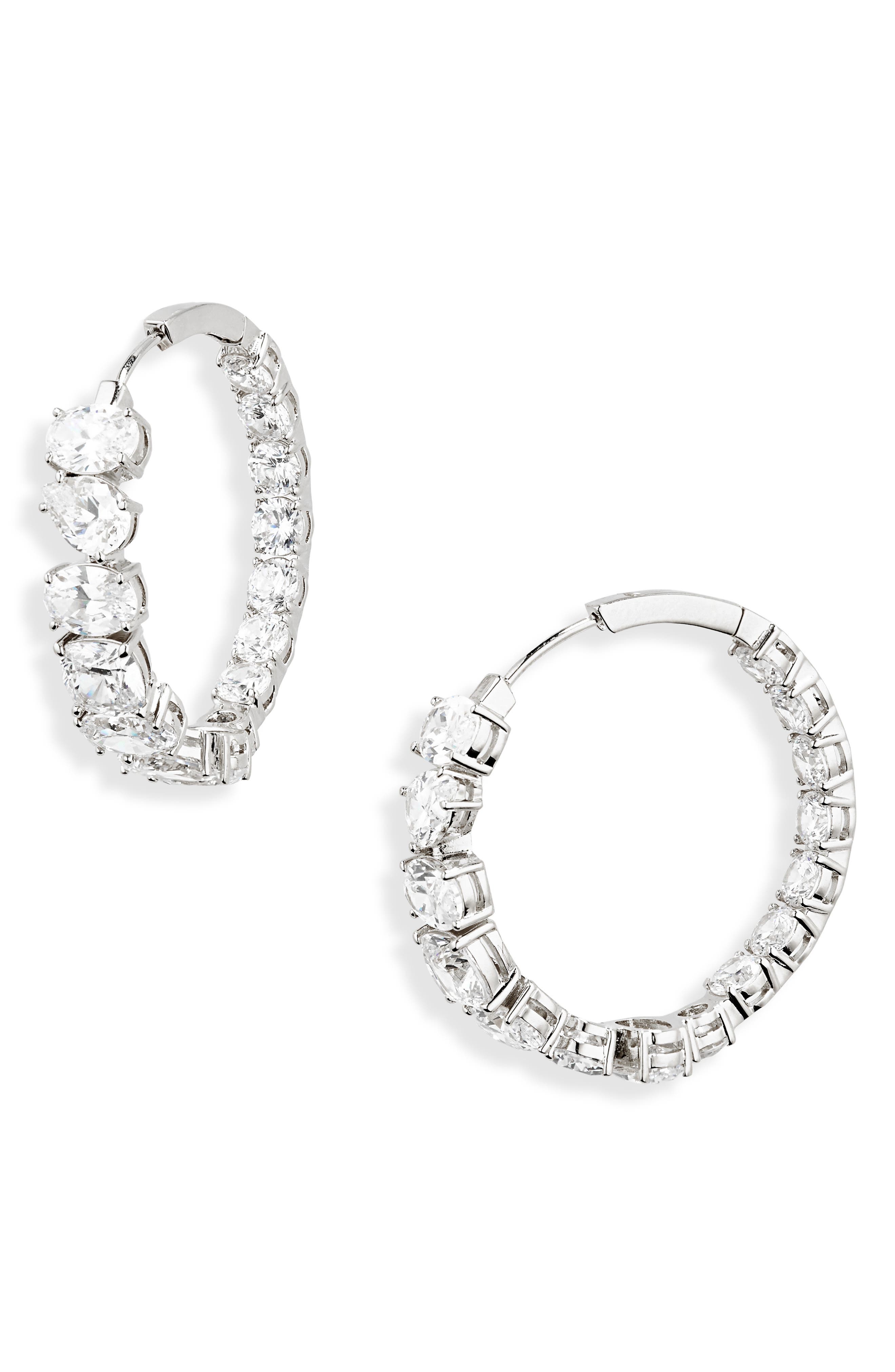 Nadri Rockstars Cubic Zirconia Hoop Earrings