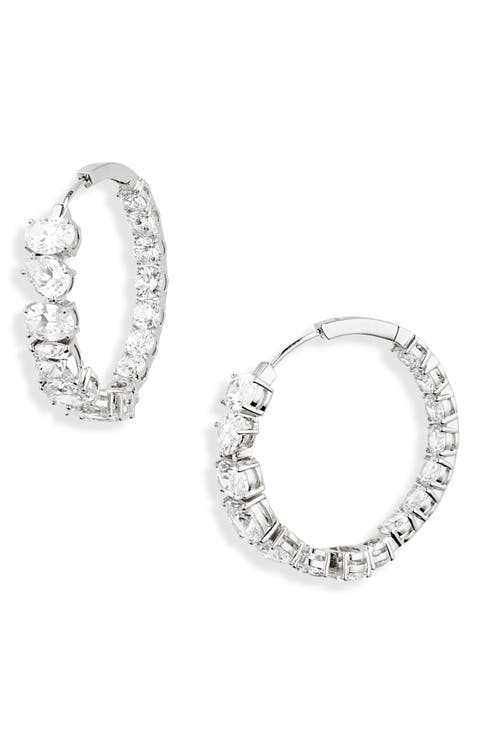 Rockstars Cubic Zirconia Hoop Earrings