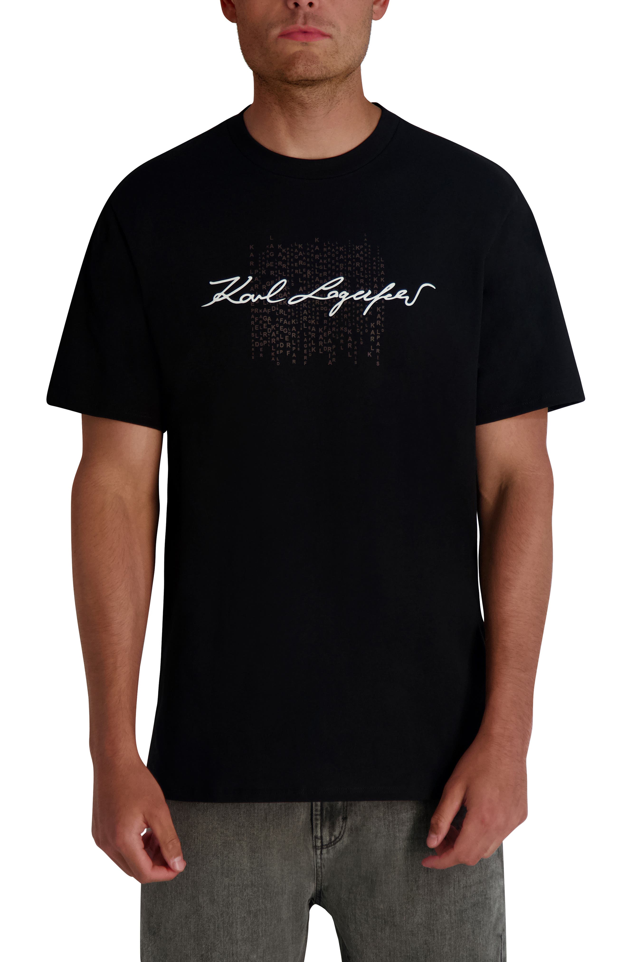 KARL LAGERFELD PARIS Printed Signature Graphic T-Shirt