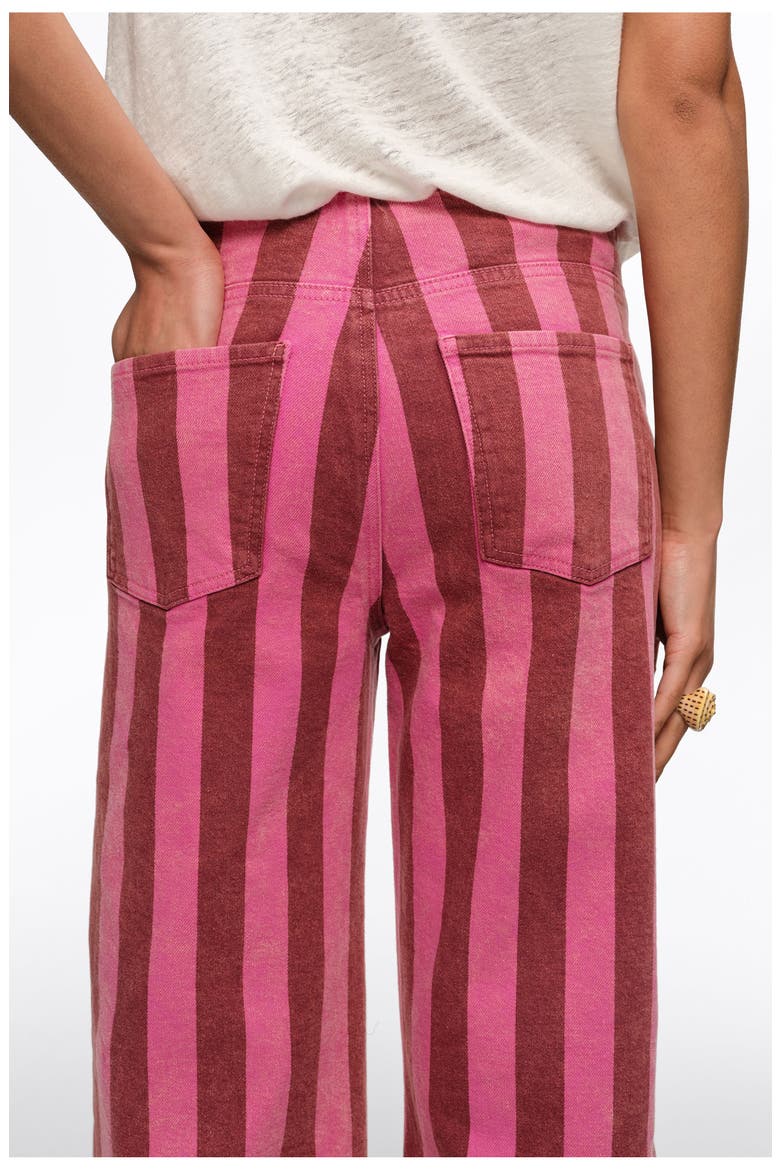 Low-Rise 5-Pocket -Striped Denim Trousers, Alternate, color, PINK