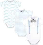 Hudson Baby Little Soft Cotton All-in-One Outfits, Set of 3
