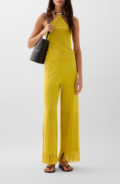 Scalpers Pointelle Knit Pant In Yellow