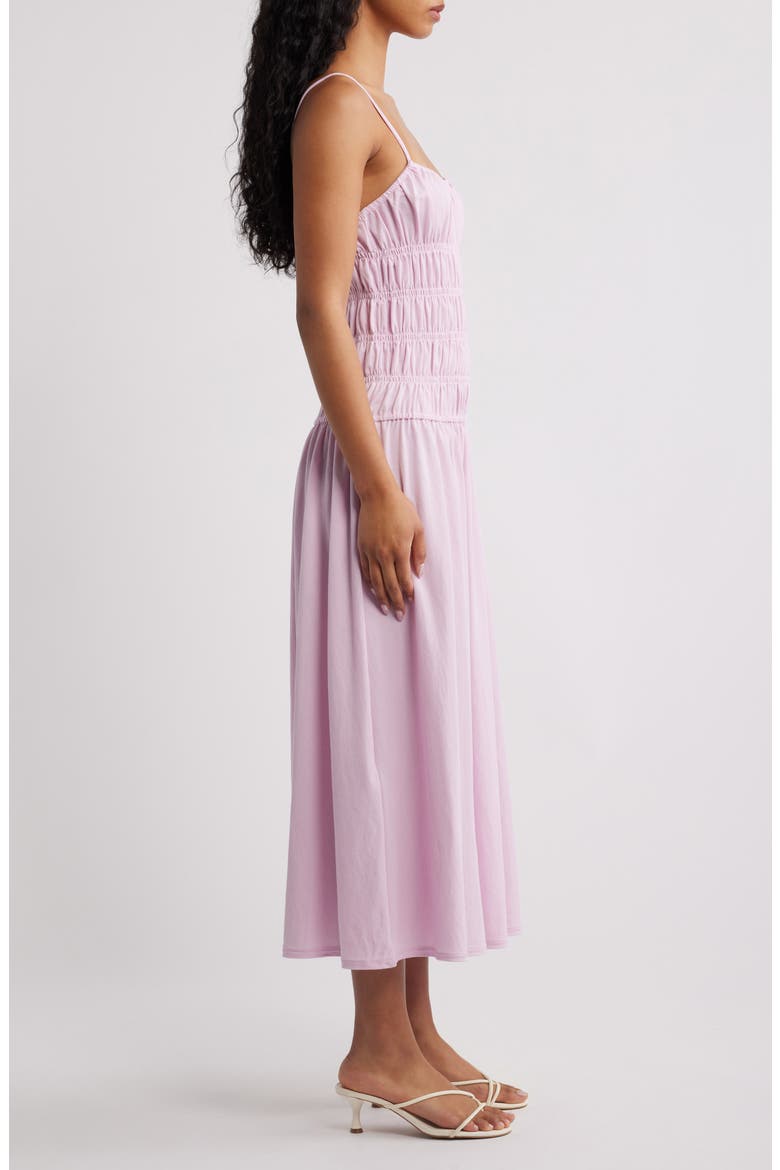 Ruched Bodice Midi Dress, Alternate, color, LIGHT PINK
