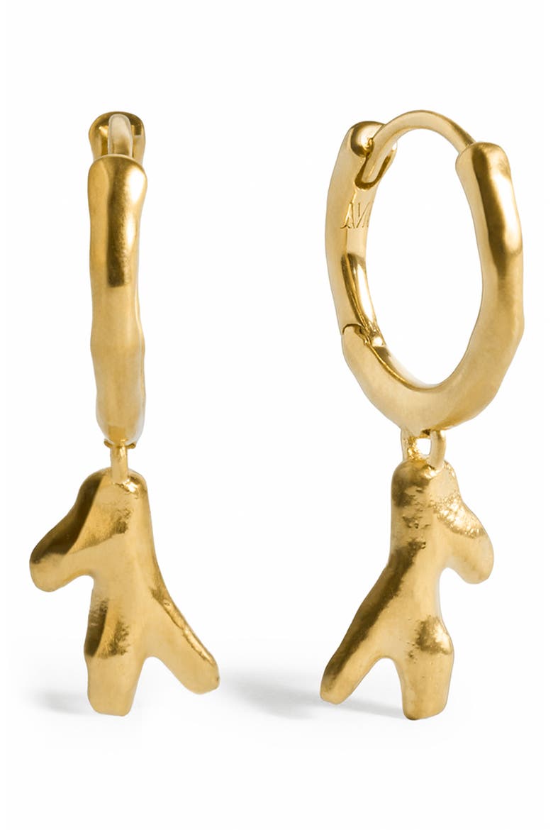 Fragments Coral Drop Huggie Hoop Earrings, Main, color, 18K GOLD VERMEIL