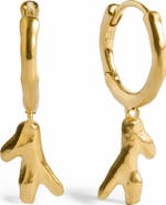 Monica Vinader Fragments Coral Drop Huggie Hoop Earrings