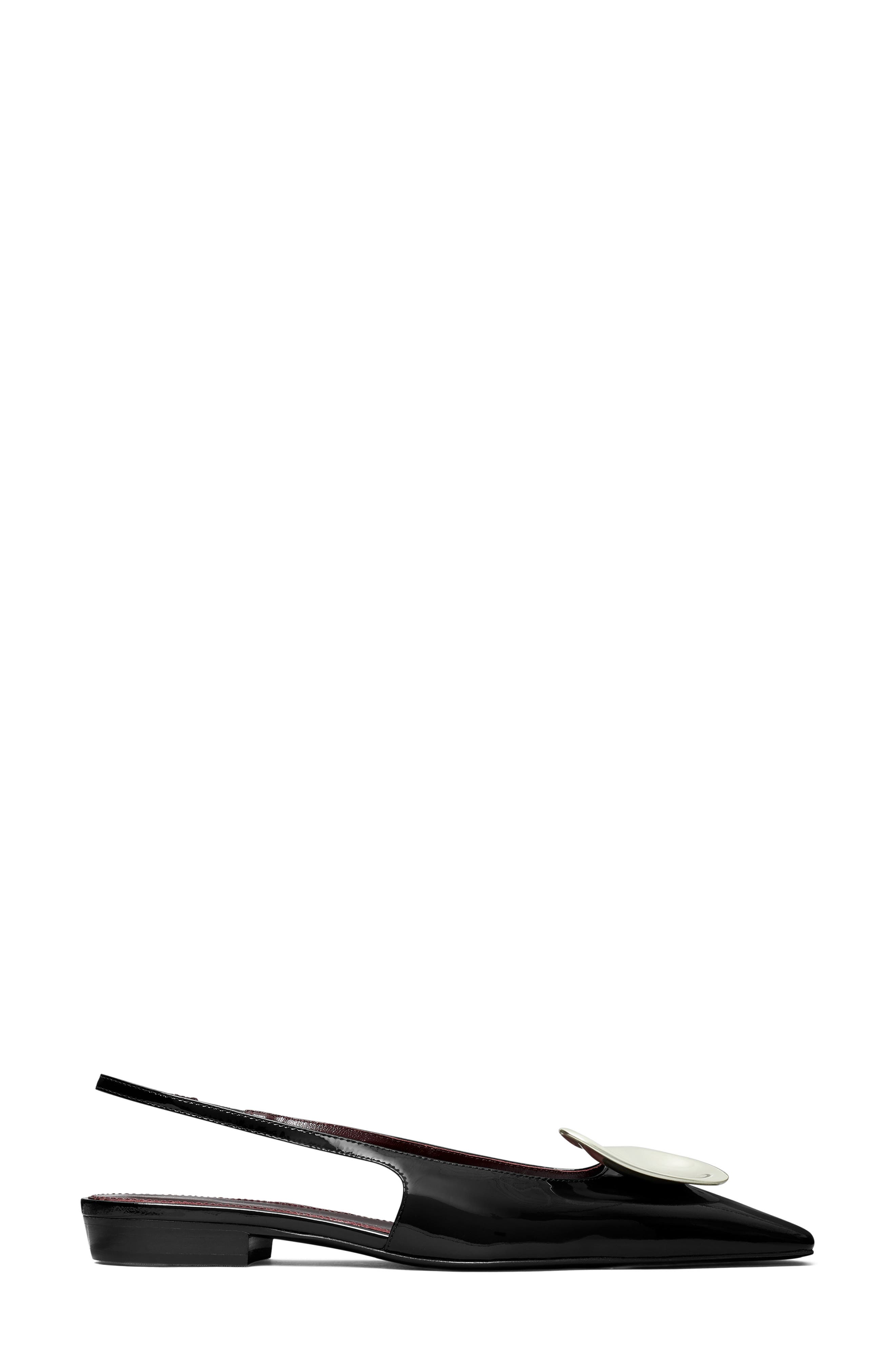 Patos Slingback Flat, Alternate, color, PERFECT BLACK / SILVER