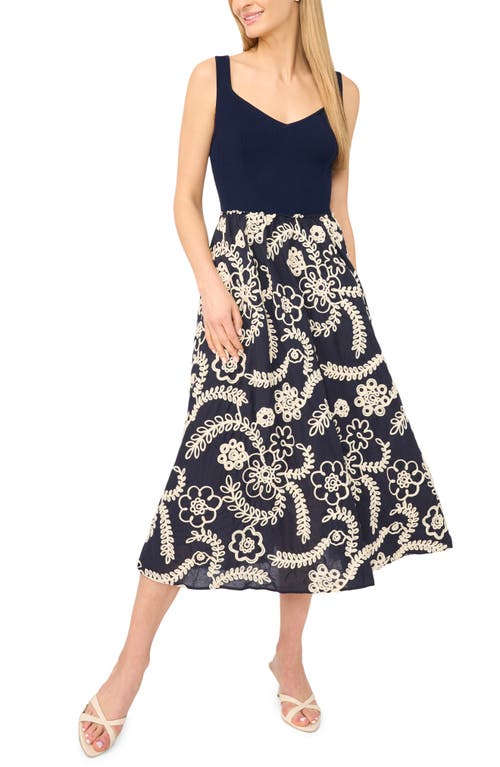 Ted Baker Nicole Embroidered Detail Midi Dress In Blue