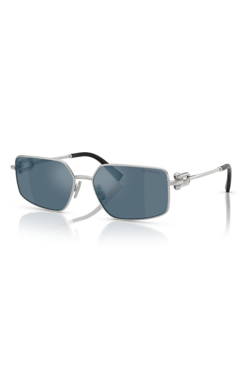Tiffany 
Co. 58mm Rectangular Sunglasses, Alternate, color, Silver / Blue Internal Silver