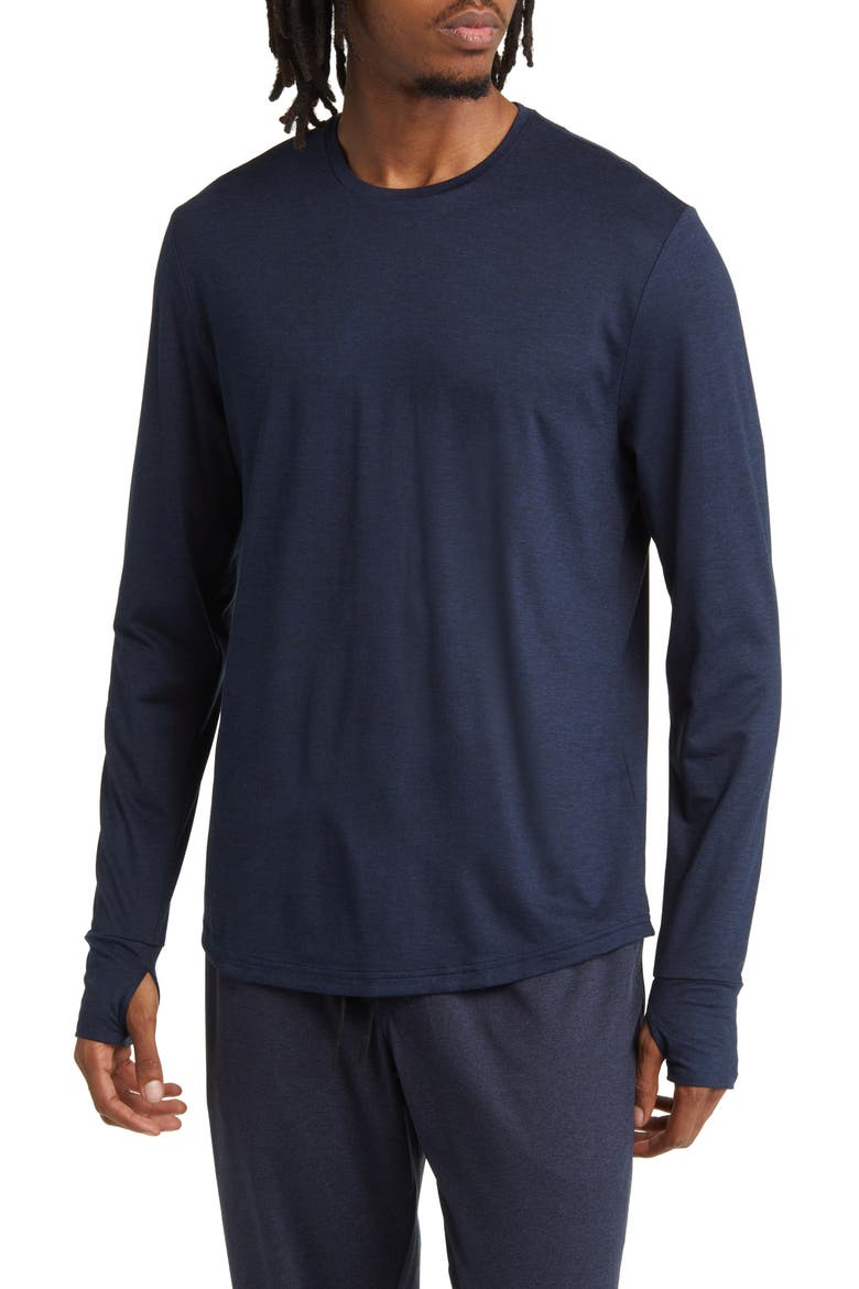 Restore Soft Performance Long Sleeve T-Shirt, Main, color, NAVY ECLIPSE MELANGE