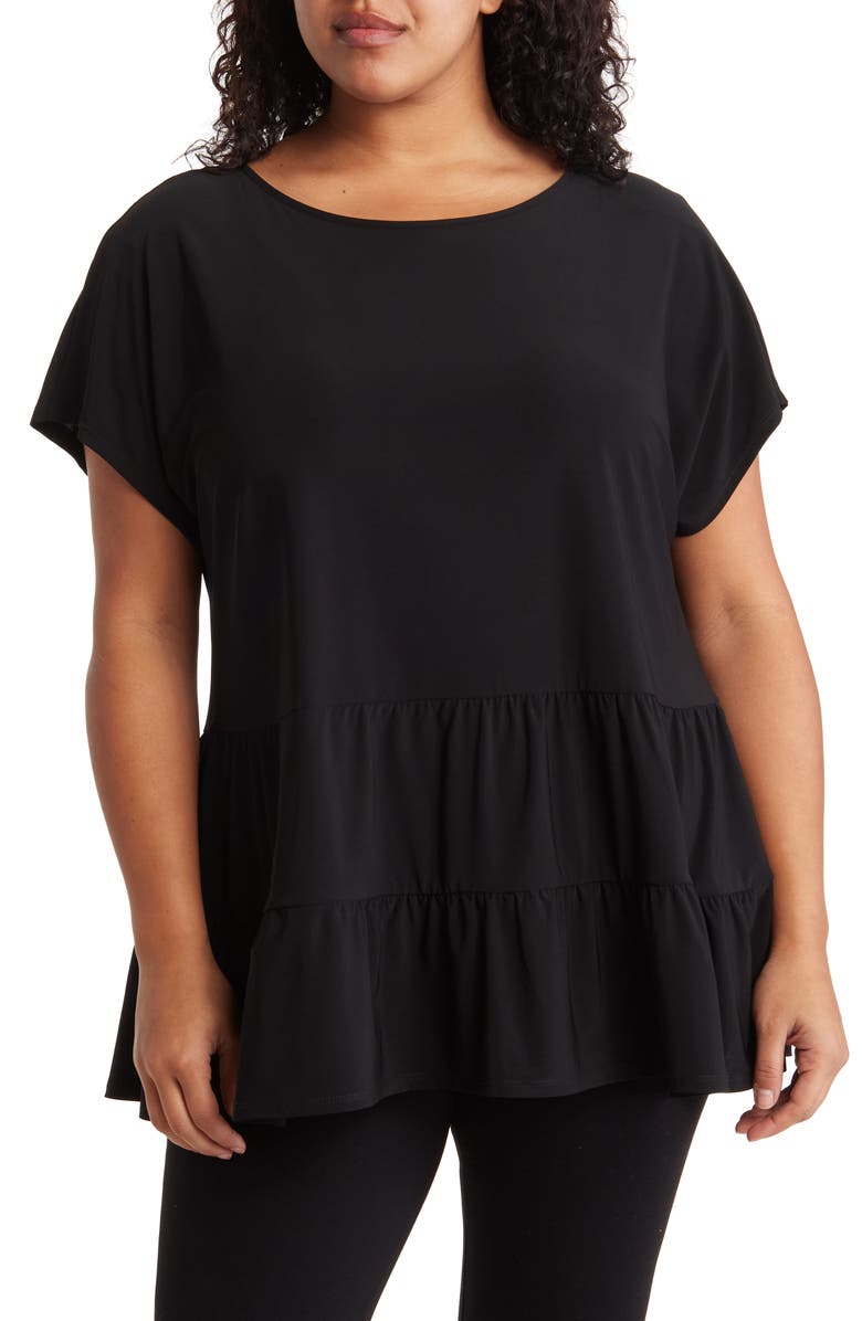 Vince Camuto Three Tier Knit Top, Main, color, Rich Black