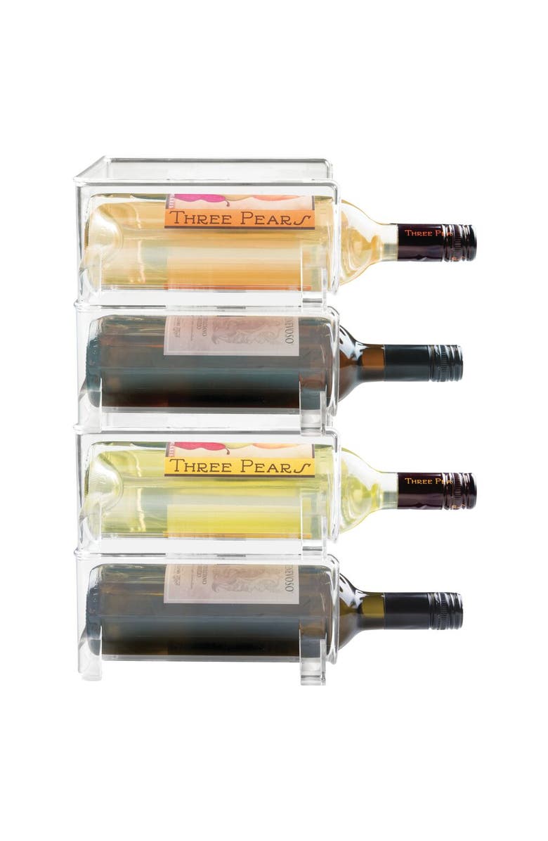 mDesign Stackable Holder for Water or Spirit Bottles, Set of 4, Clear, Made in USA, Alternate, color, Clear