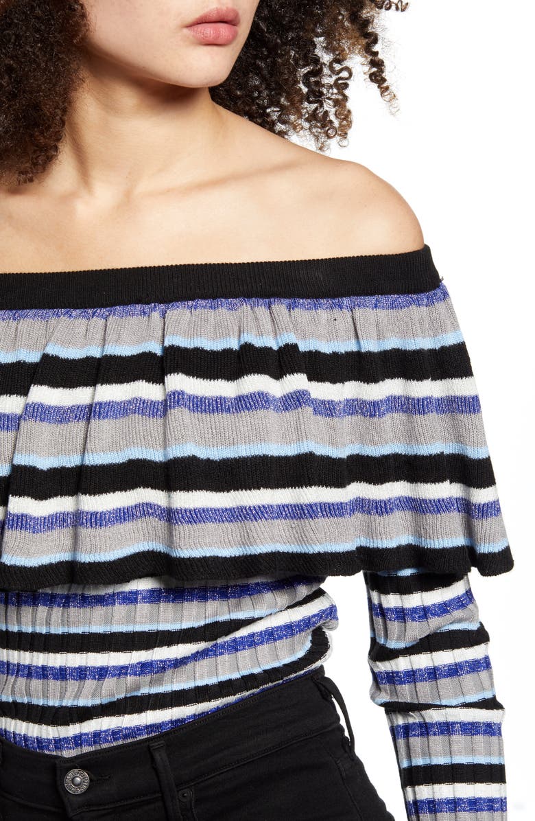 Endless Rose Stripe Off the Shoulder Sweater, Alternate, color,